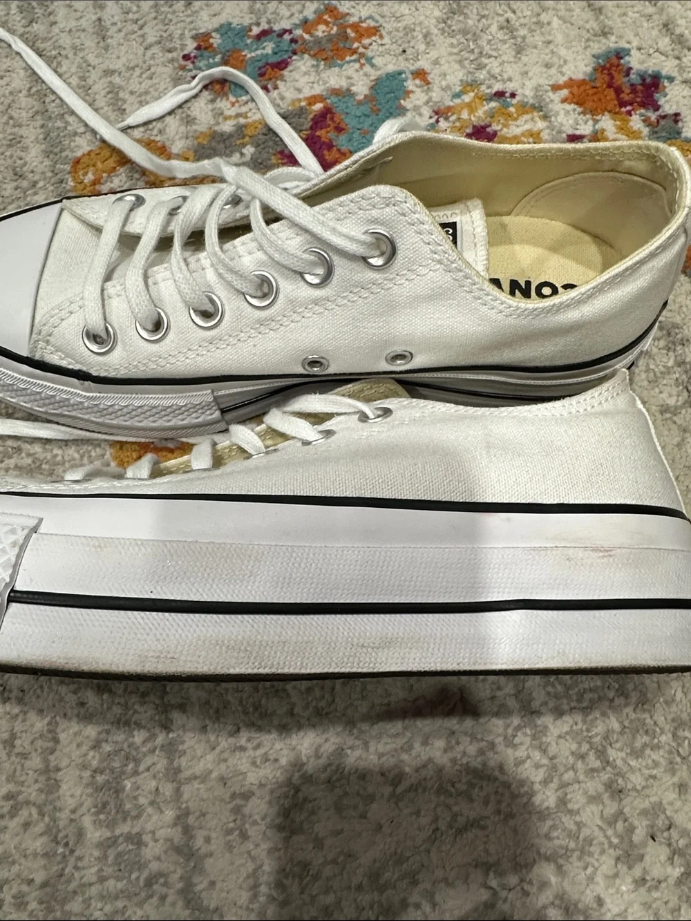 Converse All Star White Low Top Platform Chuck Taylor Sneakers - Picture 11 of 11